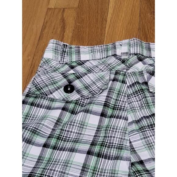 Roadblock Boys Plaid Cargo Shorts Size (5/6) Green Black White Adjustable Waist - Picture 5 of 6